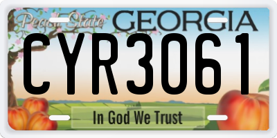 GA license plate CYR3061
