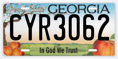 GA license plate CYR3062