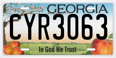 GA license plate CYR3063