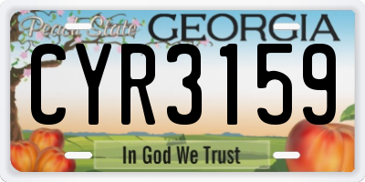GA license plate CYR3159