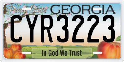 GA license plate CYR3223