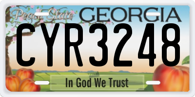 GA license plate CYR3248