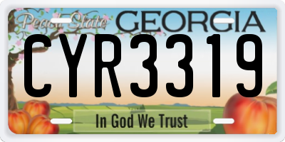 GA license plate CYR3319