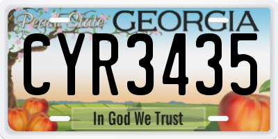 GA license plate CYR3435