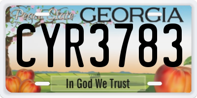 GA license plate CYR3783
