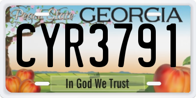 GA license plate CYR3791