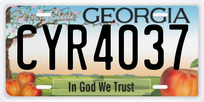 GA license plate CYR4037