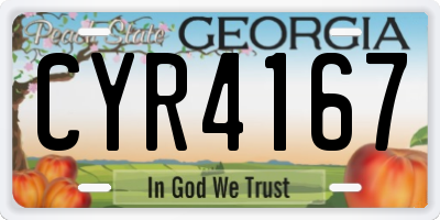 GA license plate CYR4167