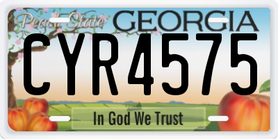 GA license plate CYR4575