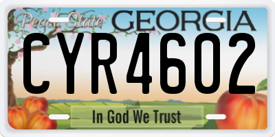 GA license plate CYR4602