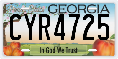 GA license plate CYR4725