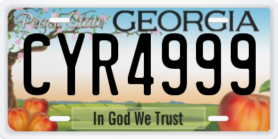 GA license plate CYR4999