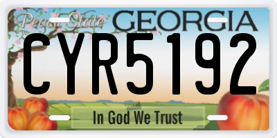 GA license plate CYR5192