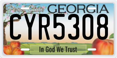 GA license plate CYR5308