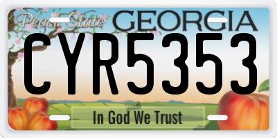 GA license plate CYR5353