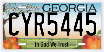 GA license plate CYR5445