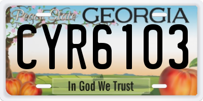 GA license plate CYR6103