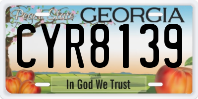 GA license plate CYR8139
