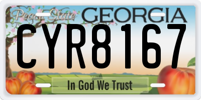 GA license plate CYR8167