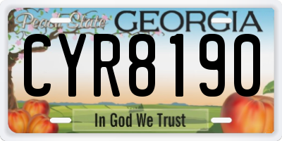 GA license plate CYR8190