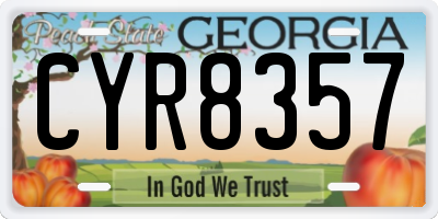 GA license plate CYR8357