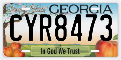 GA license plate CYR8473