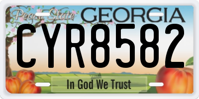 GA license plate CYR8582