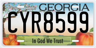 GA license plate CYR8599