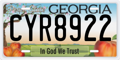 GA license plate CYR8922