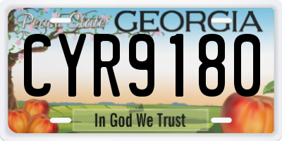 GA license plate CYR9180
