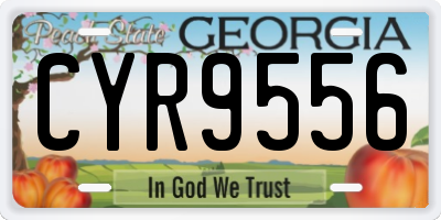 GA license plate CYR9556