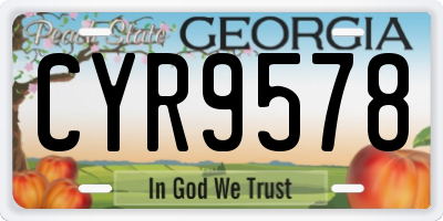 GA license plate CYR9578