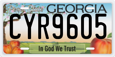 GA license plate CYR9605