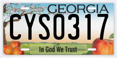 GA license plate CYS0317