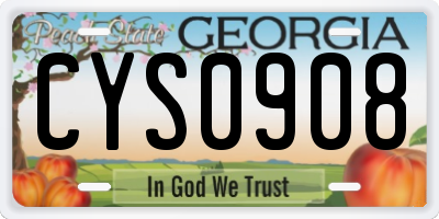 GA license plate CYS0908