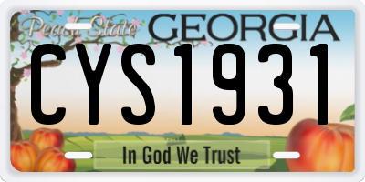 GA license plate CYS1931