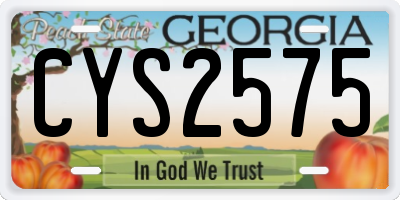 GA license plate CYS2575