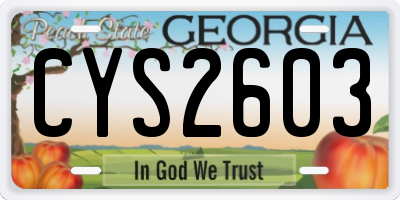 GA license plate CYS2603
