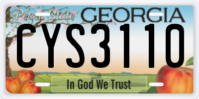 GA license plate CYS3110