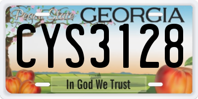 GA license plate CYS3128