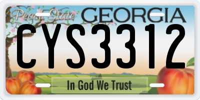 GA license plate CYS3312