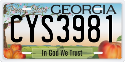 GA license plate CYS3981