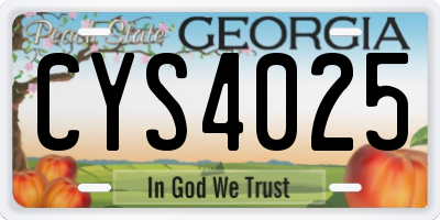 GA license plate CYS4025