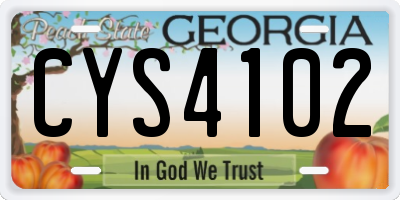 GA license plate CYS4102