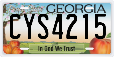 GA license plate CYS4215
