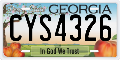 GA license plate CYS4326
