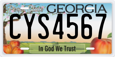 GA license plate CYS4567