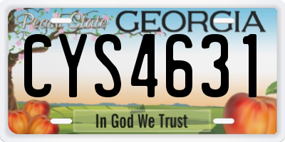 GA license plate CYS4631