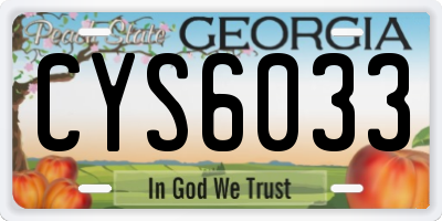 GA license plate CYS6033