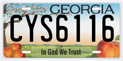 GA license plate CYS6116